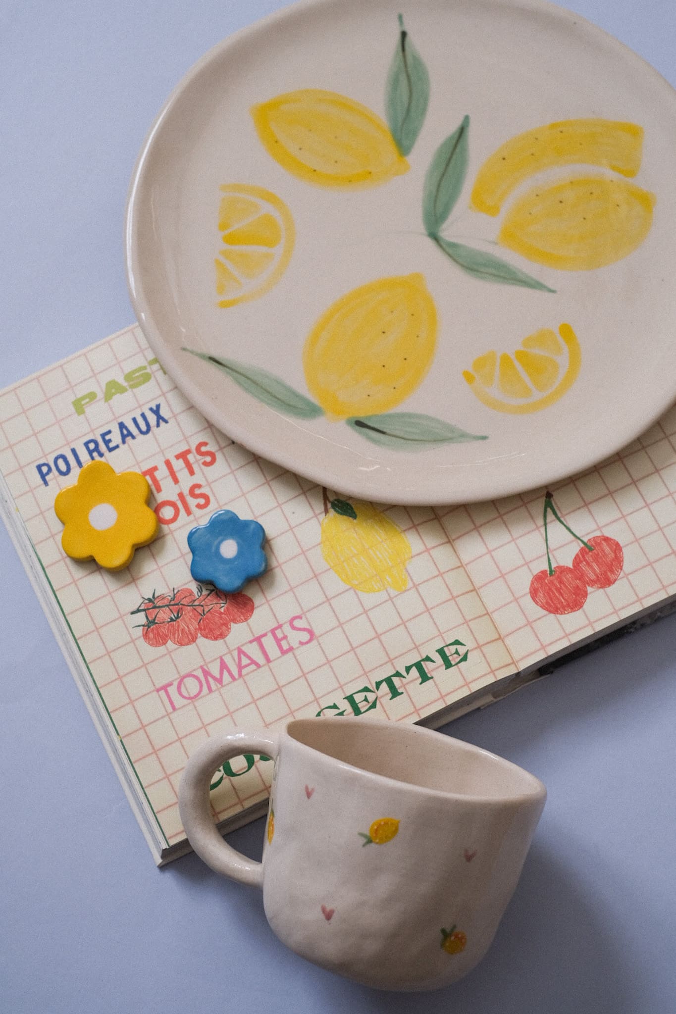 Assiette en céramique - Motifs citrons ensoleillés