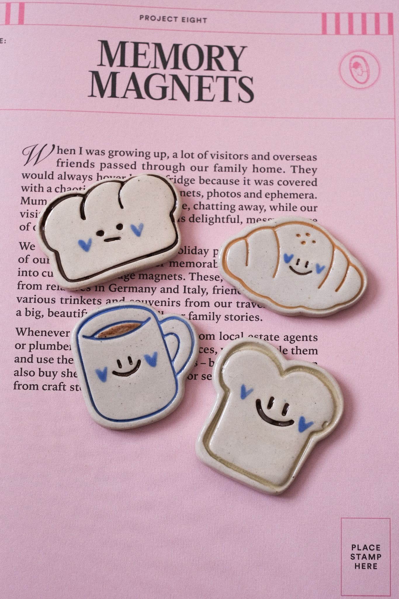 Lot de 4 magnets petit-déjeuner en céramique