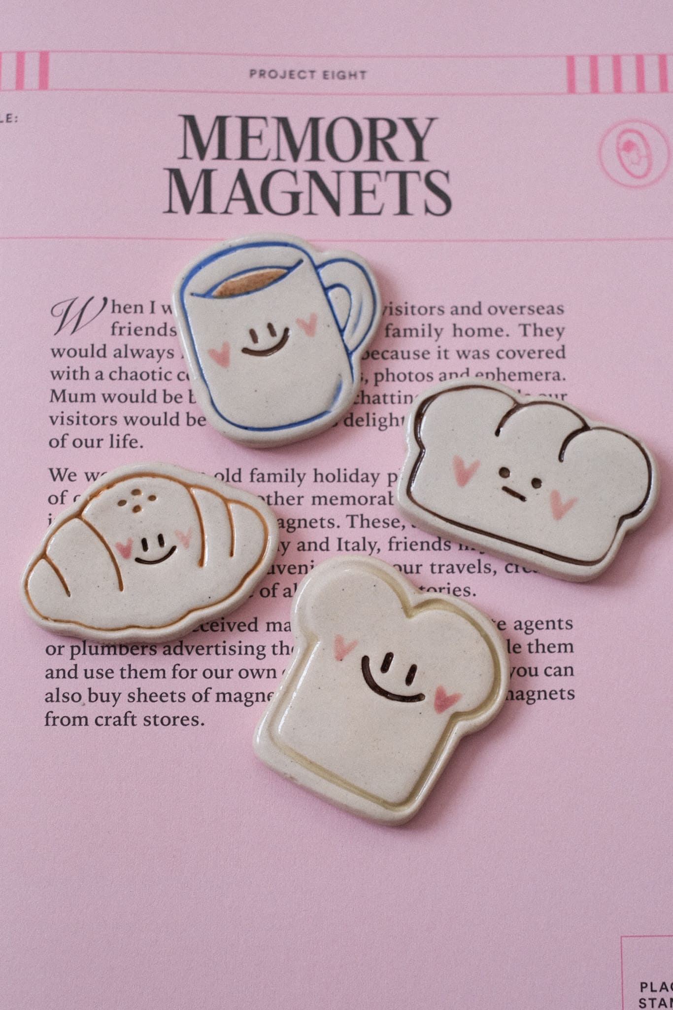 Lot de 4 magnets petit-déjeuner en céramique