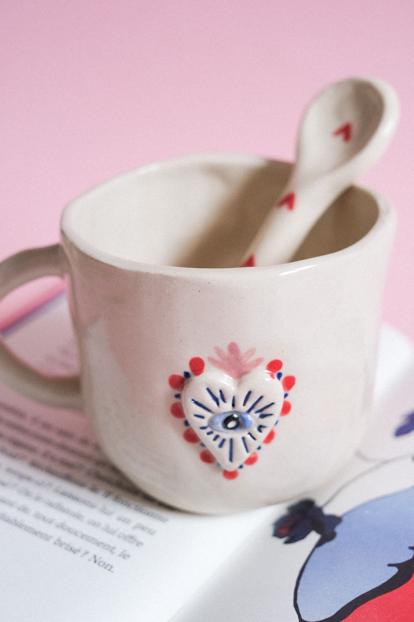 Mug ex-voto cœur sacré en céramique