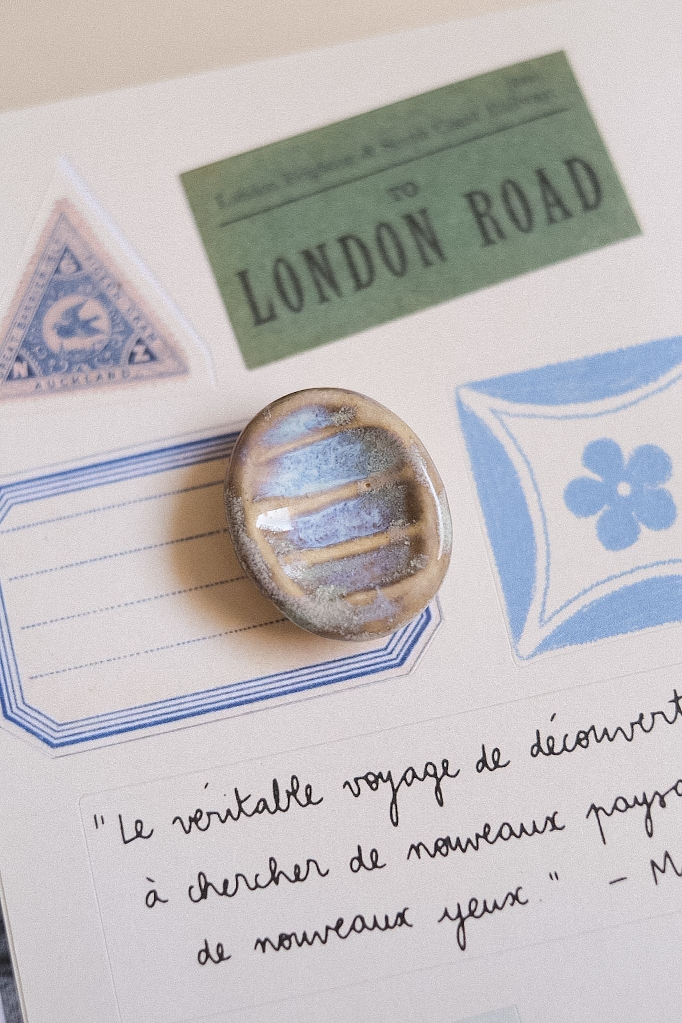 Worry stone - pierre apaisement texturée en céramique