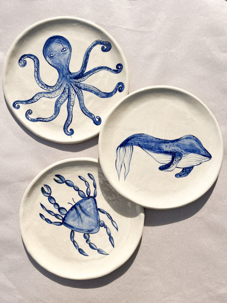 Assiette en céramique - Collection Animaux Marins