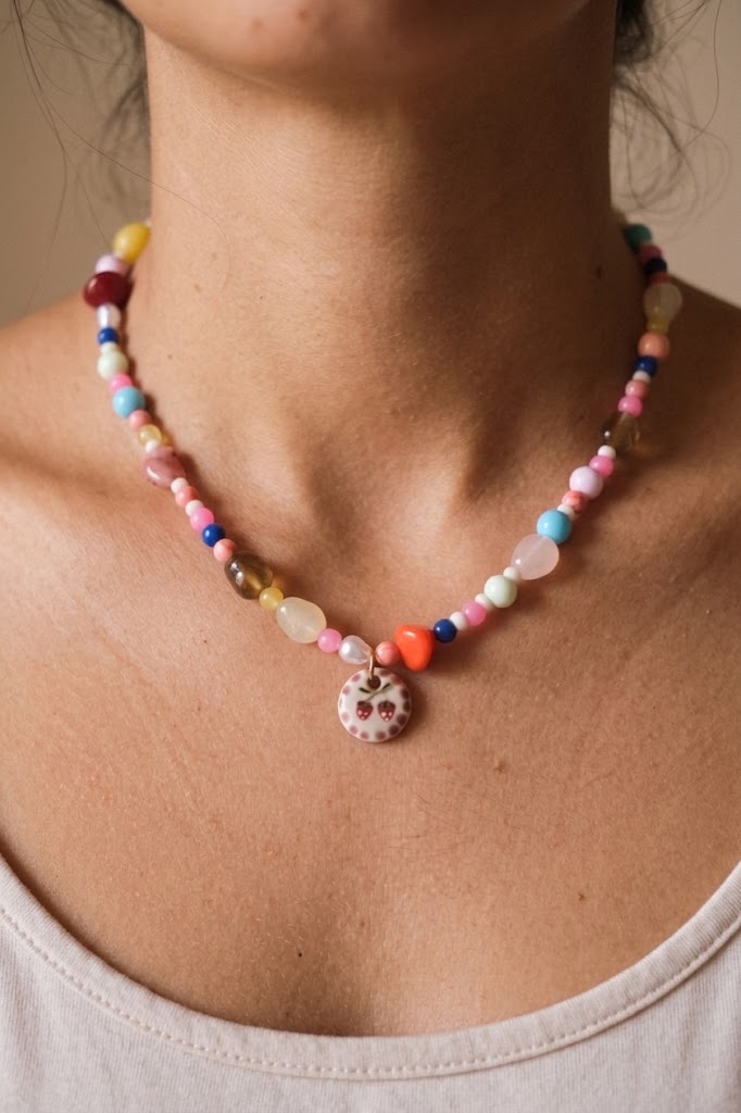 Collier unique en acier inoxydable, médaille céramique