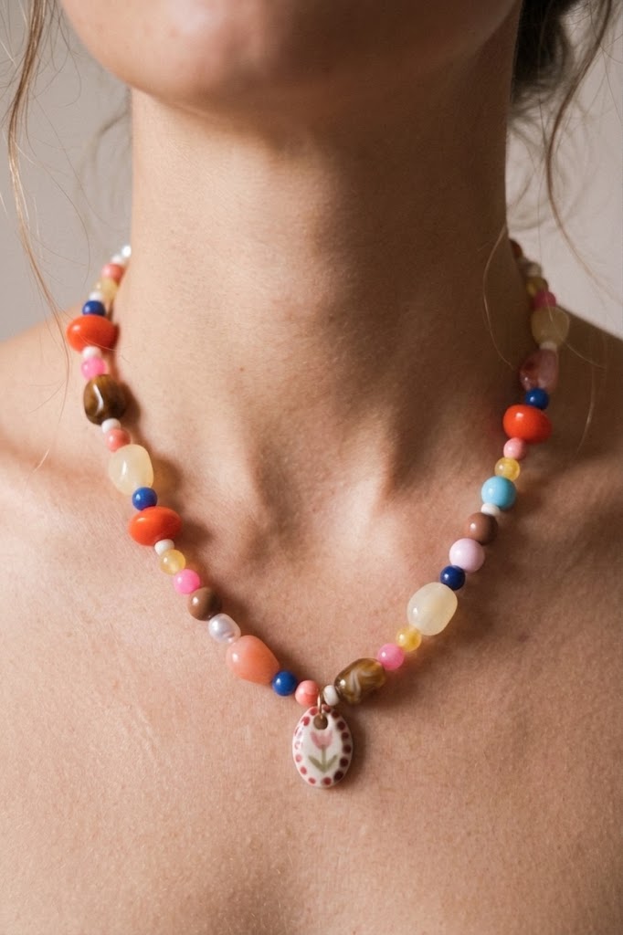 Collier unique en acier inoxydable, médaille céramique