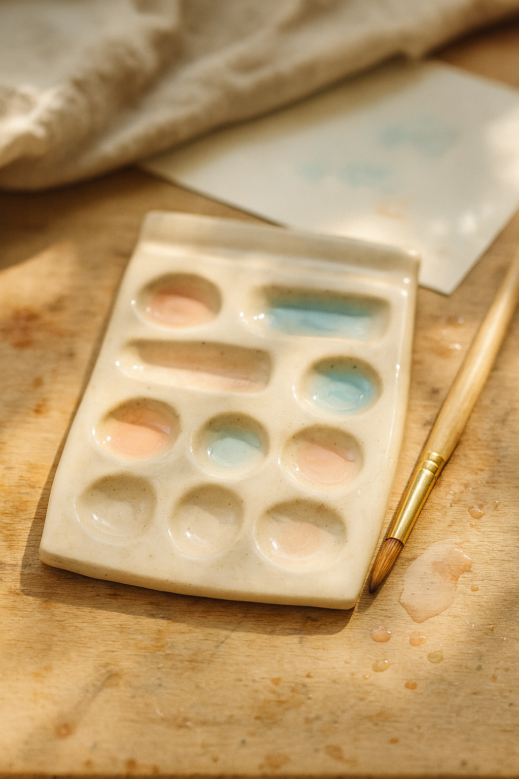 🎨 Palette d’aquarelle en céramique